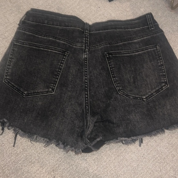Ripped Black Fringed High waisted rhinestone shorts - Picture 3 of 4